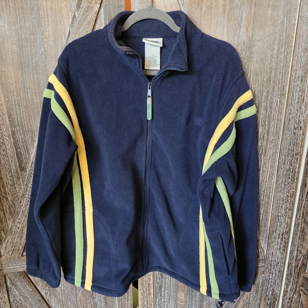 Northern Reflections Jacket Adult Size Large Navy Blue Stripes Full Zip Fleece